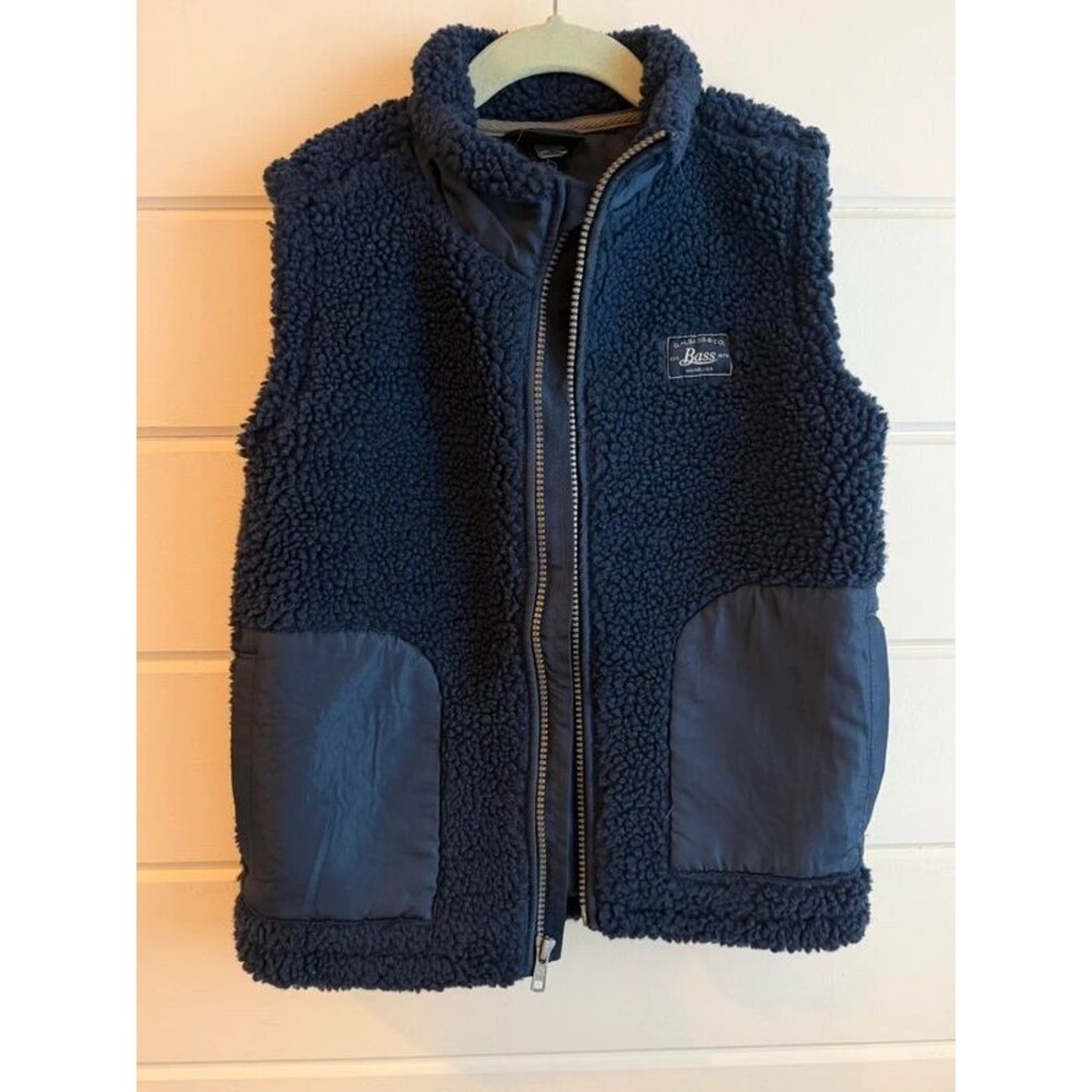 G.H. Bass & Co. Boys Navy Blue Sherpa Fleece Full-Zip Vest Size 5
